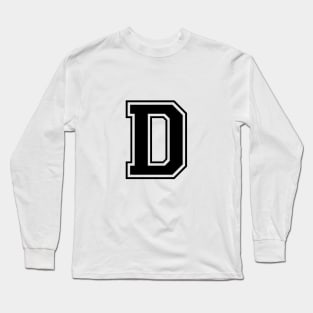 Initial Letter D - Varsity Style Design- Black text Long Sleeve T-Shirt